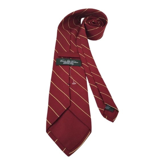 BROOKS BROTHERS COUNTRY CLUB Burgundy Striped Silk Tie USA 60"/3".3/4 NWOT - Picture 3 of 6